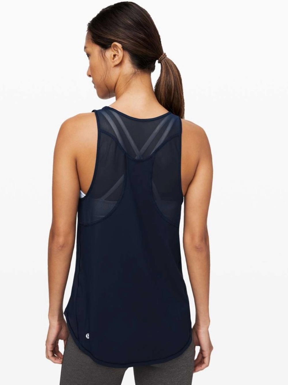 lululemon athletica Navy Blue Mesh-Back Crop Tank